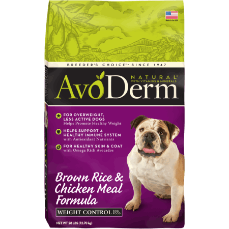 AvoDerm Weight Control Brown Rice & Chicken Meal Formula (4 lb size)