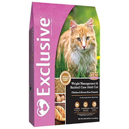 Exclusive Weight Management & Hairball Care Adult Cat Chicken & Brown Rice Formula (15 lb size)